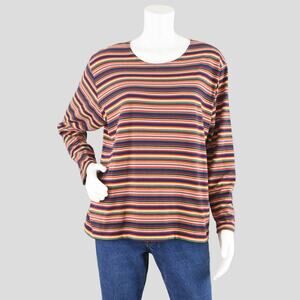 Vintage 90s Striped Long Sleeve Grunge Shirt Women's Large